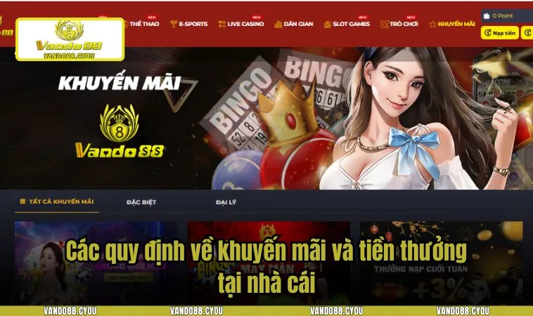 dieu khoan su dung vando88 3 Các quy định về khuyến mãi và tiền thưởng tại nhà cái