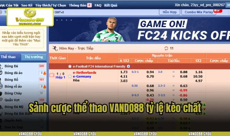 gioi thieu vando88 3 Sảnh cược thể thao VANDO88 tỷ lệ kèo chất