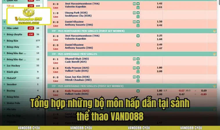 the thao vando88 4 Tổng hợp những bộ môn hấp dẫn tại sảnh thể thao VANDO88